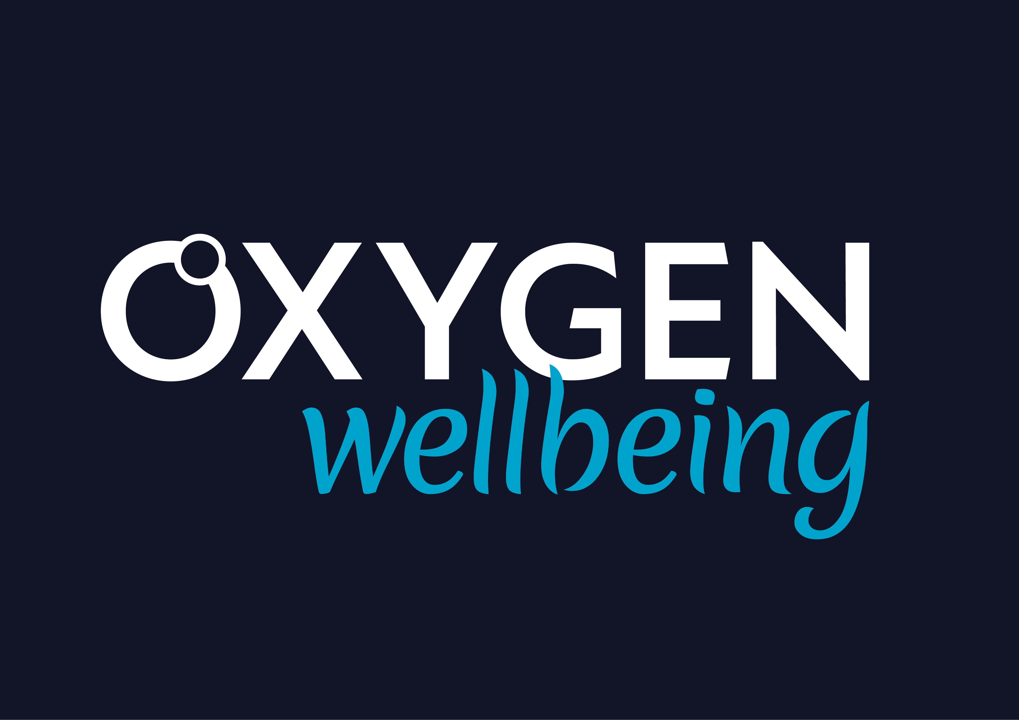 Oxygen Wellbeing on dark blue background