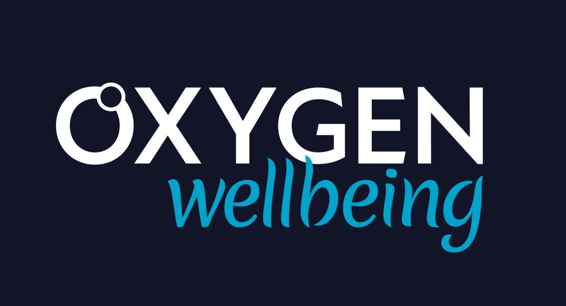 Oxygen Wellbeing on dark blue background